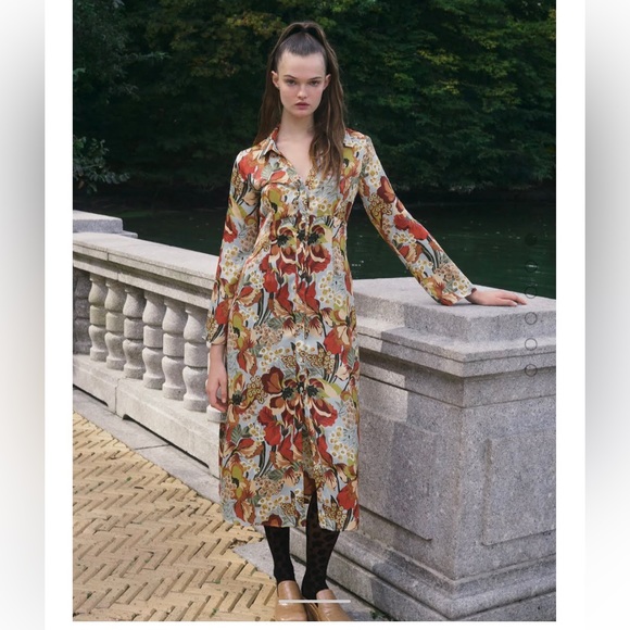 Zara Dresses Zara Satin Effect Print Dress Poshmark